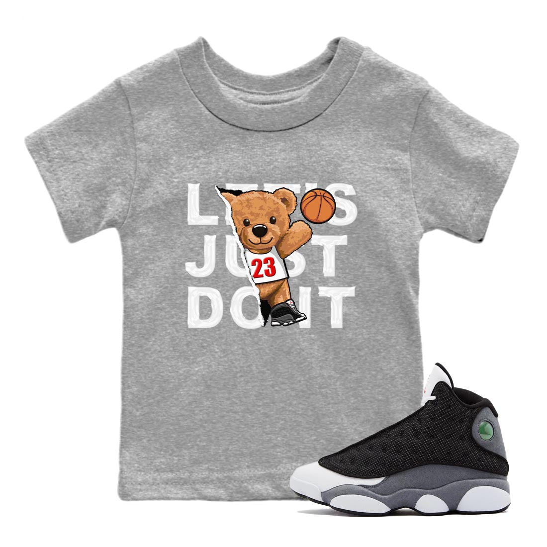 Air Jordan 13 Black Flint Rip Out Bear Baby and Kids Sneaker Tees AJ 13s Black Flint Kids Sneaker Tees Size Chart