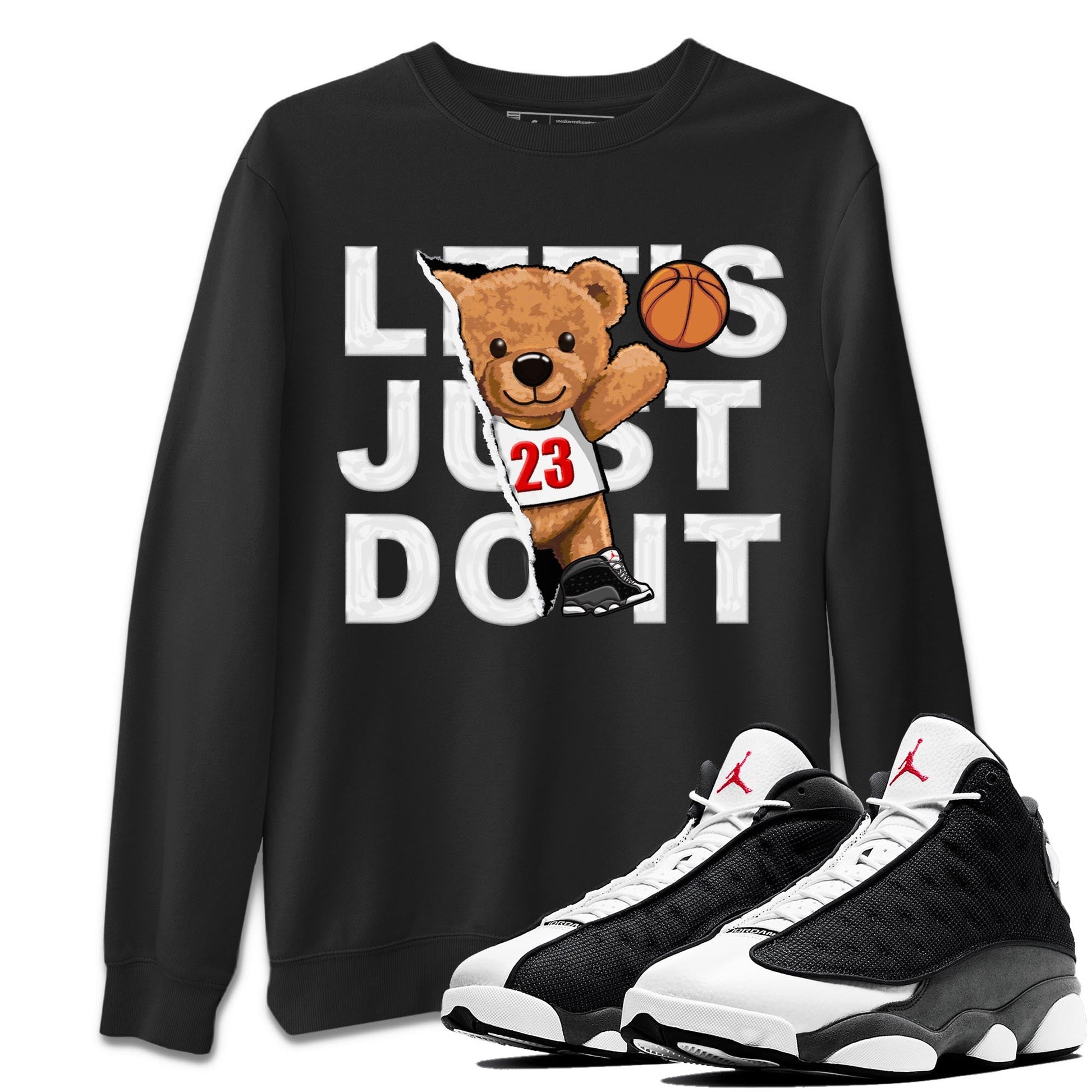 Air Jordan 13 Black Flint Rip Out Bear Crew Neck Sneaker Tees AJ 13s Black Flint Sneaker T-Shirts Washing and Care Tip