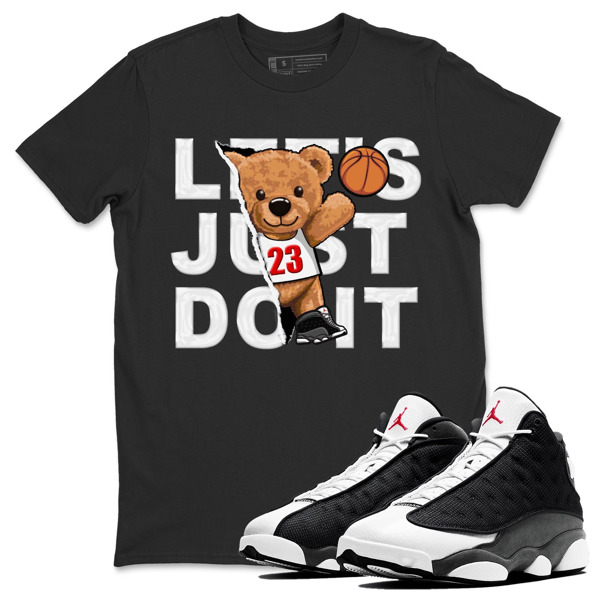Air Jordan 13 Black Flint Sneaker Match Tees Rip Out Bear Sneaker Tees AJ 13s Black Flint Sneaker Release Tees Unisex Shirts Black 1