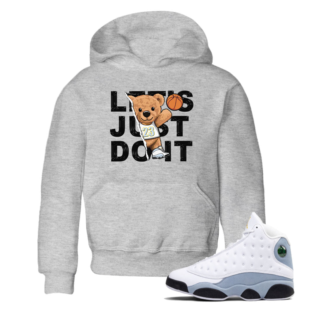 13s Blue Grey shirt to match jordans Rip Out Bear sneaker tees Air Jordan 13 Blue Grey SNRT sneaker release tees baby toddler Heather Grey 1 cotton Shirt