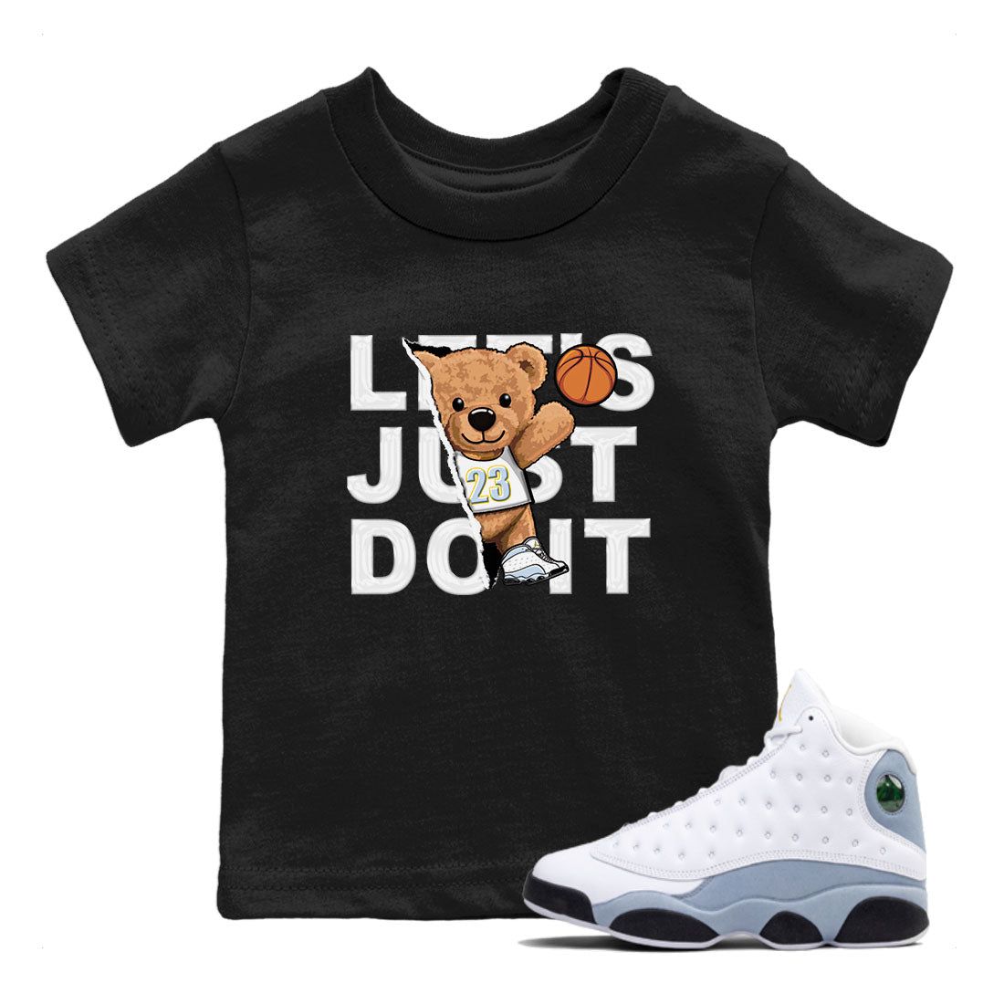 13s Blue Grey shirt to match jordans Rip Out Bear sneaker tees Air Jordan 13 Blue Grey SNRT sneaker release tees baby toddler Black 1 cotton Shirt