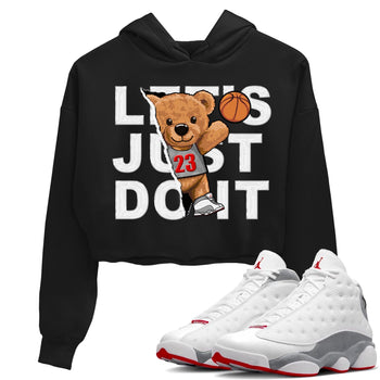 AJ13 Wolf Grey Sneaker Match Tees Rip Out Bear Sneaker Tees Air Jordan 13 Wolf Grey SNRT Sneaker Release Tees Women's Shirts Black 1