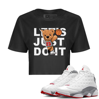 AJ13 Wolf Grey Sneaker Match Tees Rip Out Bear Sneaker Tees Air Jordan 13 Wolf Grey SNRT Sneaker Release Tees Women's Shirts Black 1