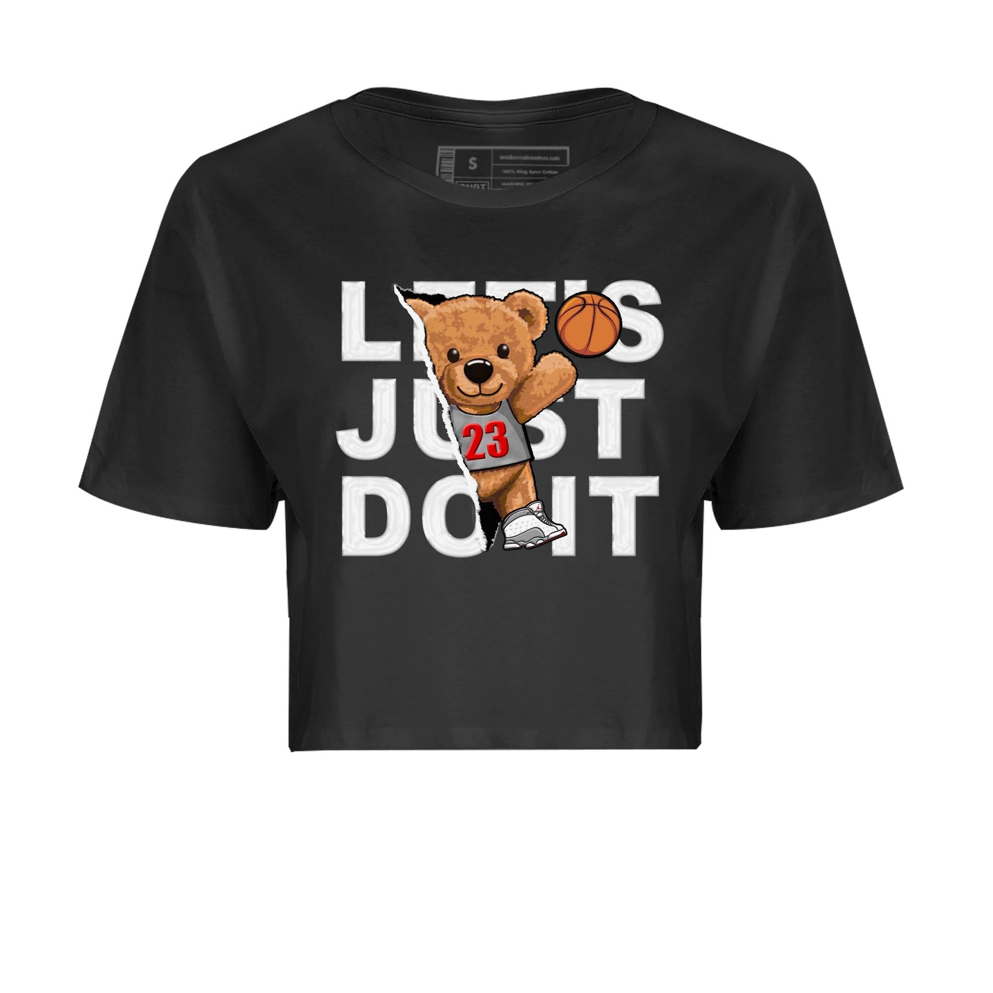 AJ13 Wolf Grey Sneaker Match Tees Rip Out Bear Sneaker Tees Air Jordan 13 Wolf Grey SNRT Sneaker Release Tees Women's Shirts Black 2