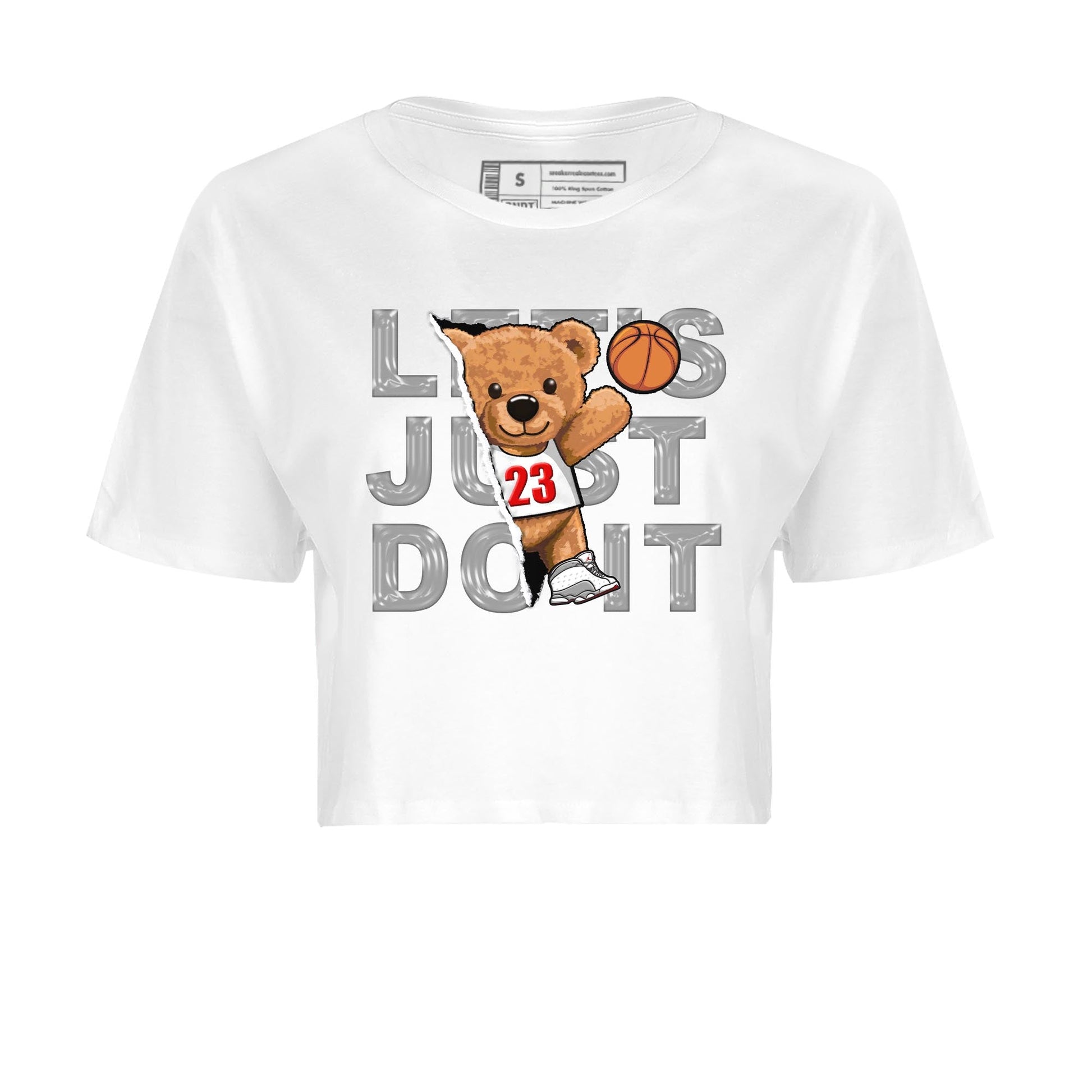 AJ13 Wolf Grey Sneaker Match Tees Rip Out Bear Sneaker Tees Air Jordan 13 Wolf Grey SNRT Sneaker Release Tees Women's Shirts White 2