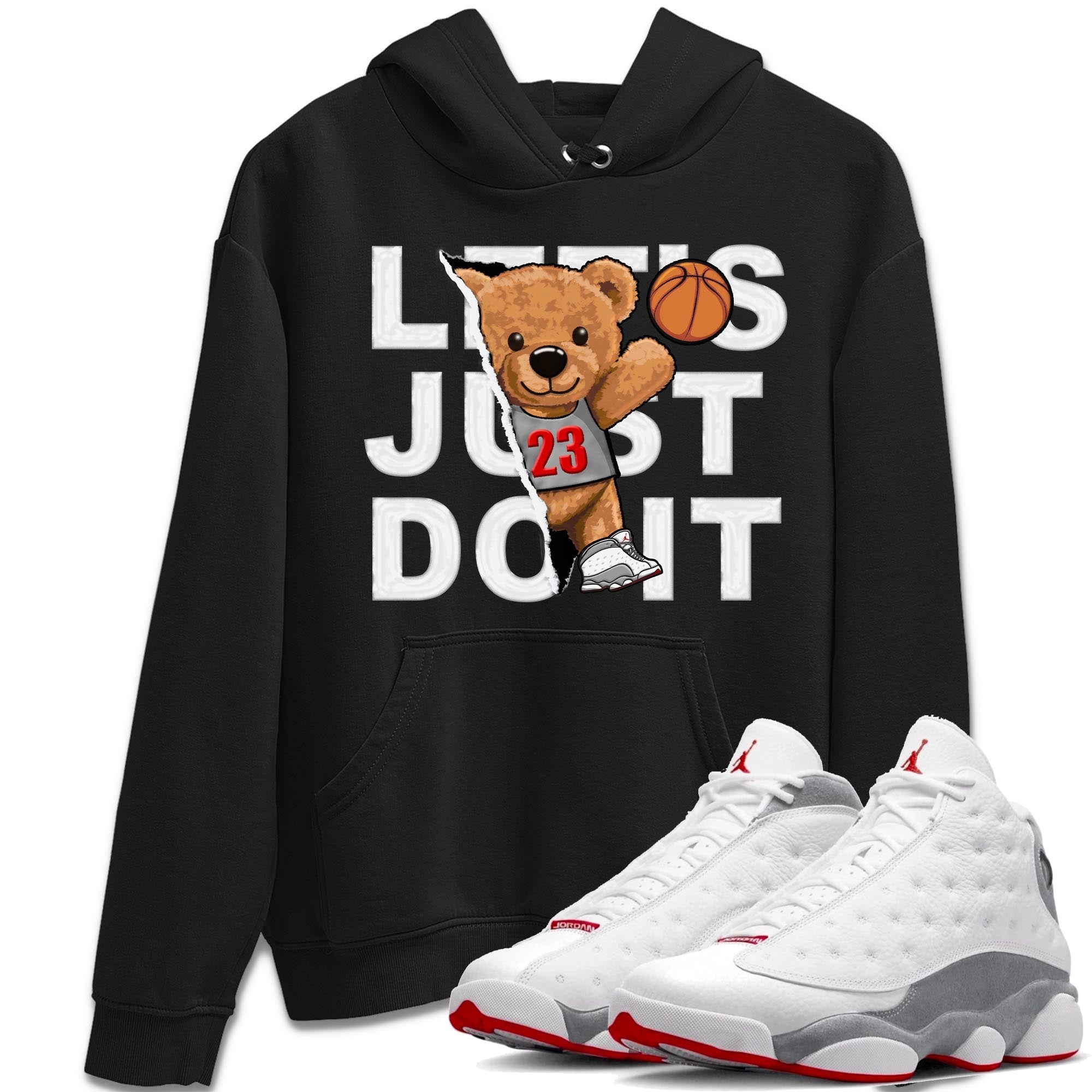 AJ13 Wolf Grey Sneaker Match Tees Rip Out Bear Sneaker Tees Air Jordan 13 Wolf Grey SNRT Sneaker Release Tees Unisex Shirts Black 1