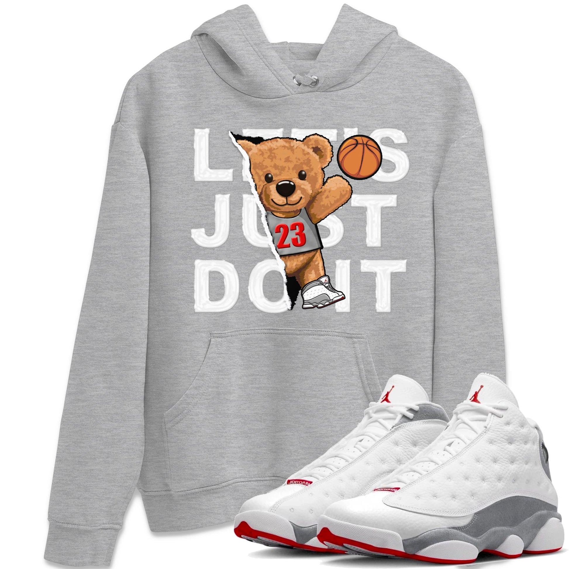 AJ13 Wolf Grey Sneaker Match Tees Rip Out Bear Sneaker Tees Air Jordan 13 Wolf Grey SNRT Sneaker Release Tees Unisex Shirts Heather Grey 1