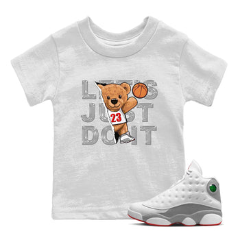 AJ13 Wolf Grey Sneaker Match Tees Rip Out Bear Sneaker Tees Air Jordan 13 Wolf Grey SNRT Sneaker Release Tees Kids Shirts White 1