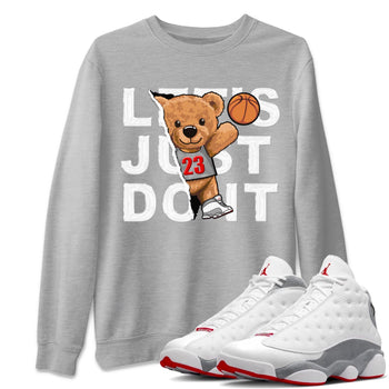 AJ13 Wolf Grey Sneaker Match Tees Rip Out Bear Sneaker Tees Air Jordan 13 Wolf Grey SNRT Sneaker Release Tees Unisex Shirts Heather Grey 1
