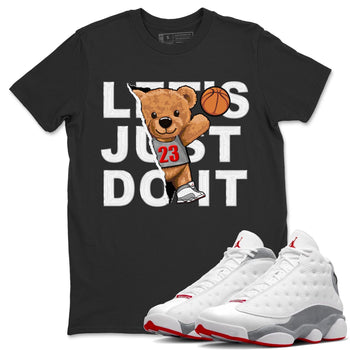 AJ13 Wolf Grey Sneaker Match Tees Rip Out Bear Sneaker Tees Air Jordan 13 Wolf Grey SNRT Sneaker Release Tees Unisex Shirts Black 1
