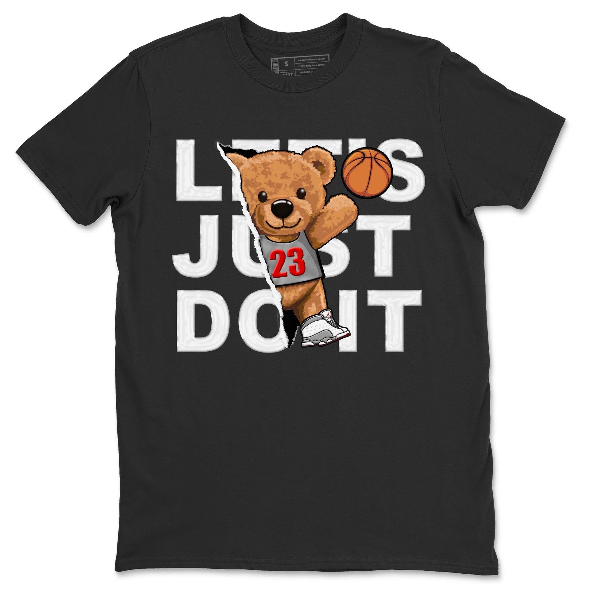 AJ13 Wolf Grey Sneaker Match Tees Rip Out Bear Sneaker Tees Air Jordan 13 Wolf Grey SNRT Sneaker Release Tees Unisex Shirts Black 2