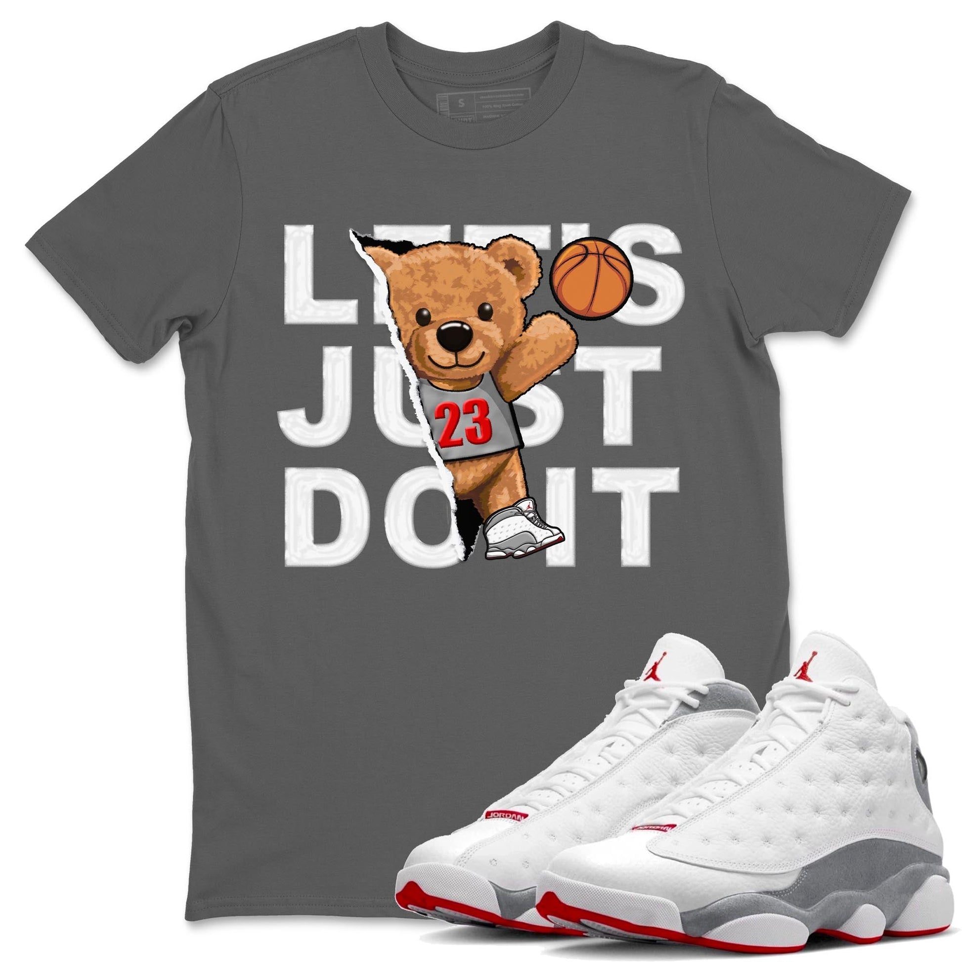 AJ13 Wolf Grey Sneaker Match Tees Rip Out Bear Sneaker Tees Air Jordan 13 Wolf Grey SNRT Sneaker Release Tees Unisex Shirts Cool Grey 1