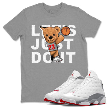 AJ13 Wolf Grey Sneaker Match Tees Rip Out Bear Sneaker Tees Air Jordan 13 Wolf Grey SNRT Sneaker Release Tees Unisex Shirts Heather Grey 1