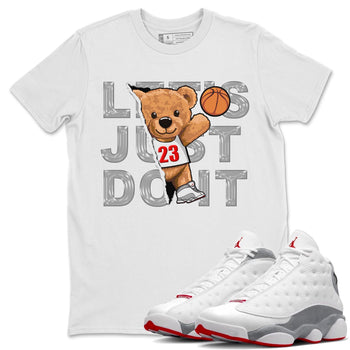 AJ13 Wolf Grey Sneaker Match Tees Rip Out Bear Sneaker Tees Air Jordan 13 Wolf Grey SNRT Sneaker Release Tees Unisex Shirts White 1