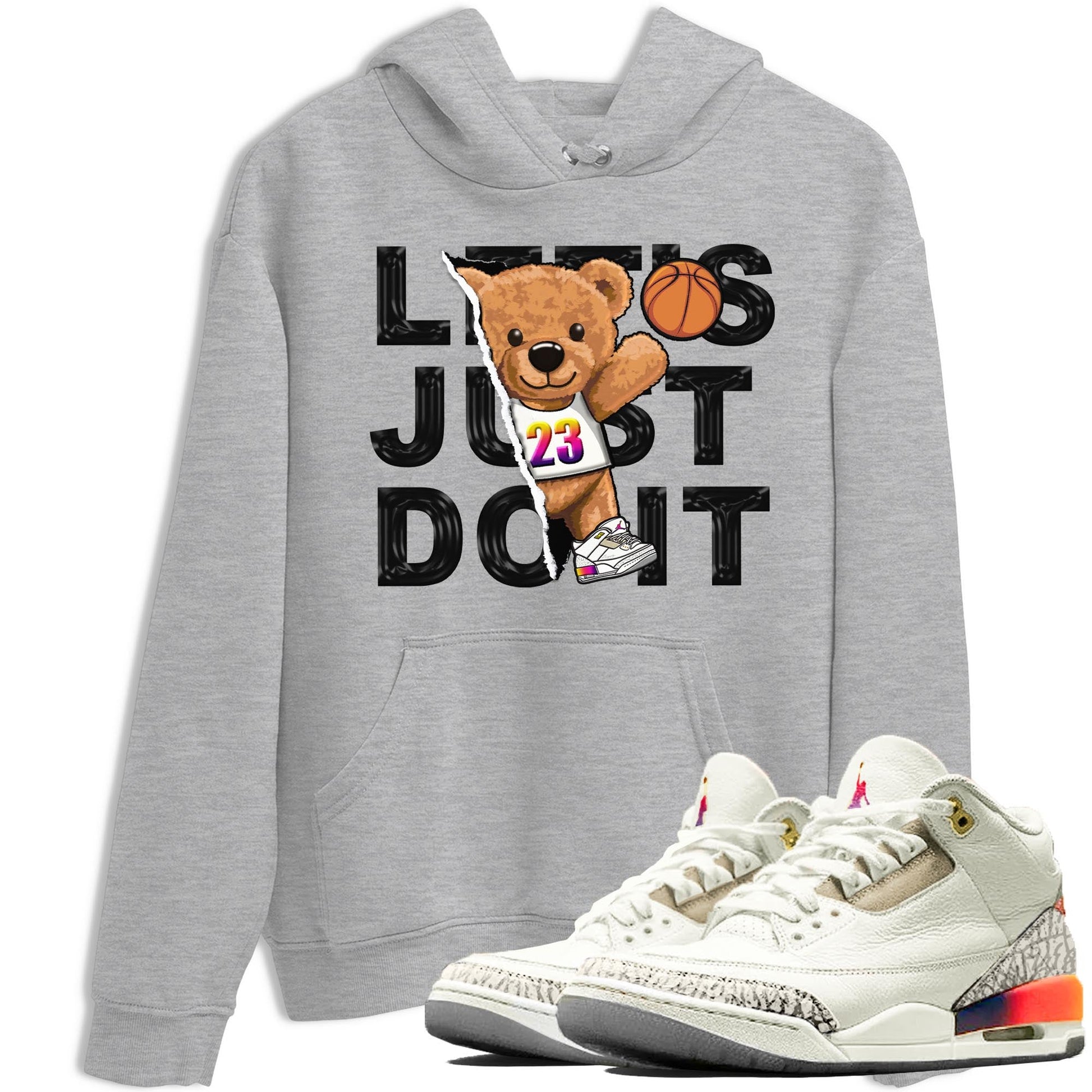 Air Jordan 3 J Balvin shirt to match jordans Rip Out Bear sneaker tees Crew Neck Air Jordan 3 X J Balvin SNRT Sneaker Release Tees Unisex Casual Shirts Heather Grey 1 T-Shirt