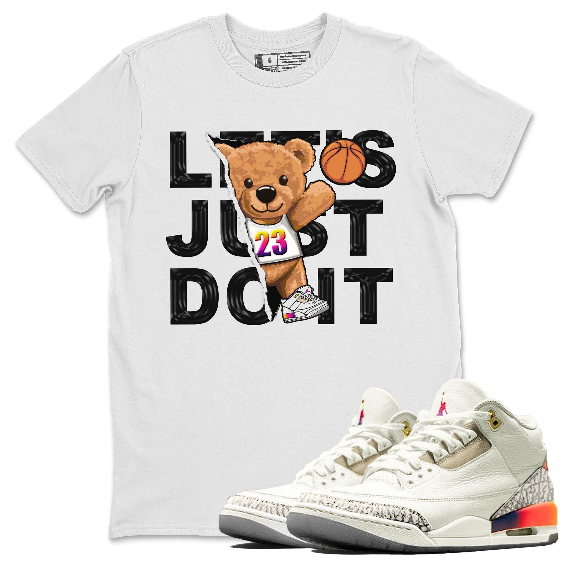 Air Jordan 3 J Balvin shirt to match jordans Rip Out Bear sneaker tees Crew Neck Air Jordan 3 X J Balvin SNRT Sneaker Release Tees Unisex Casual Shirts White 1 T-Shirt