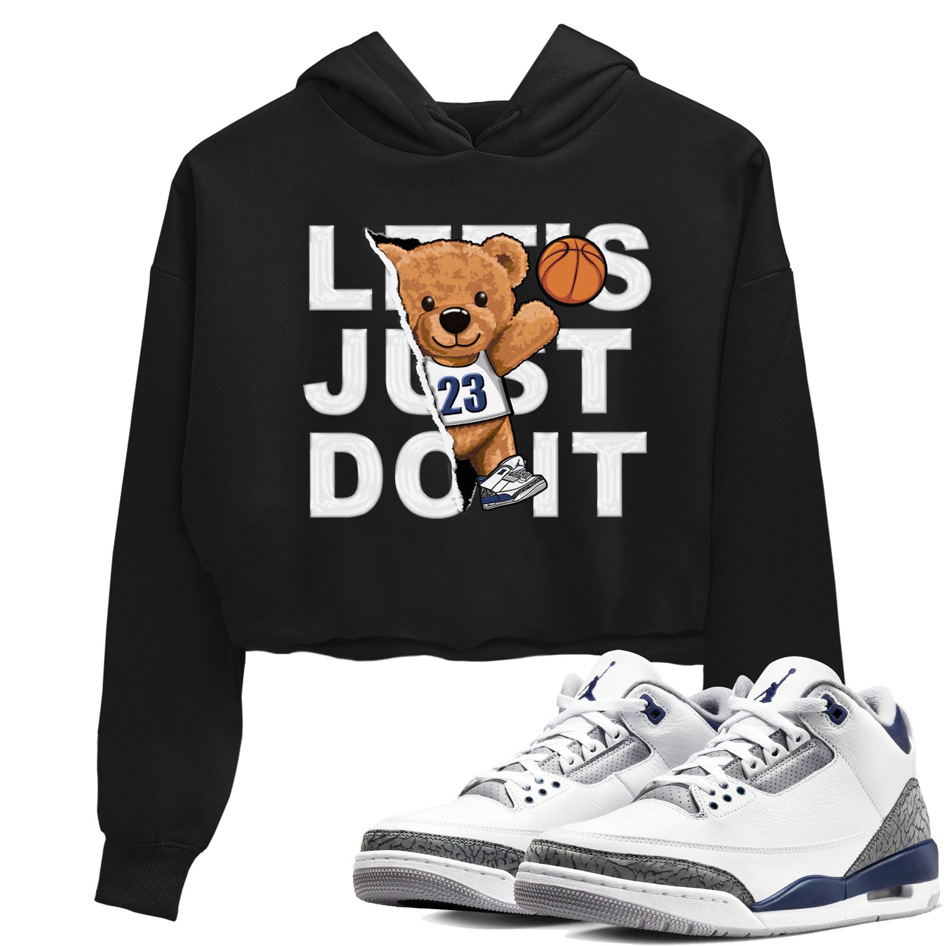 Air Jordan 3 Retro Midnight Navy shirt to match jordans Rip Out Bear sneaker shirt 3s Midnight Navy SNRT sneaker tees Black 1 crop shirt