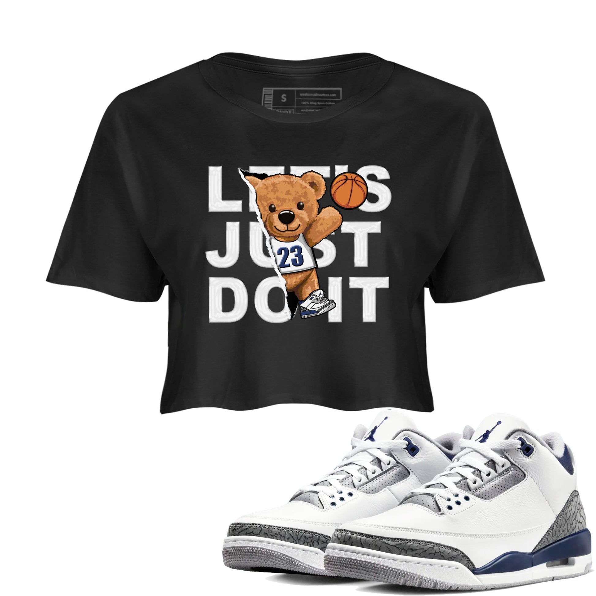 Air Jordan 3 Retro Midnight Navy shirt to match jordans Rip Out Bear sneaker shirt 3s Midnight Navy SNRT sneaker tees Black 1 crop shirt