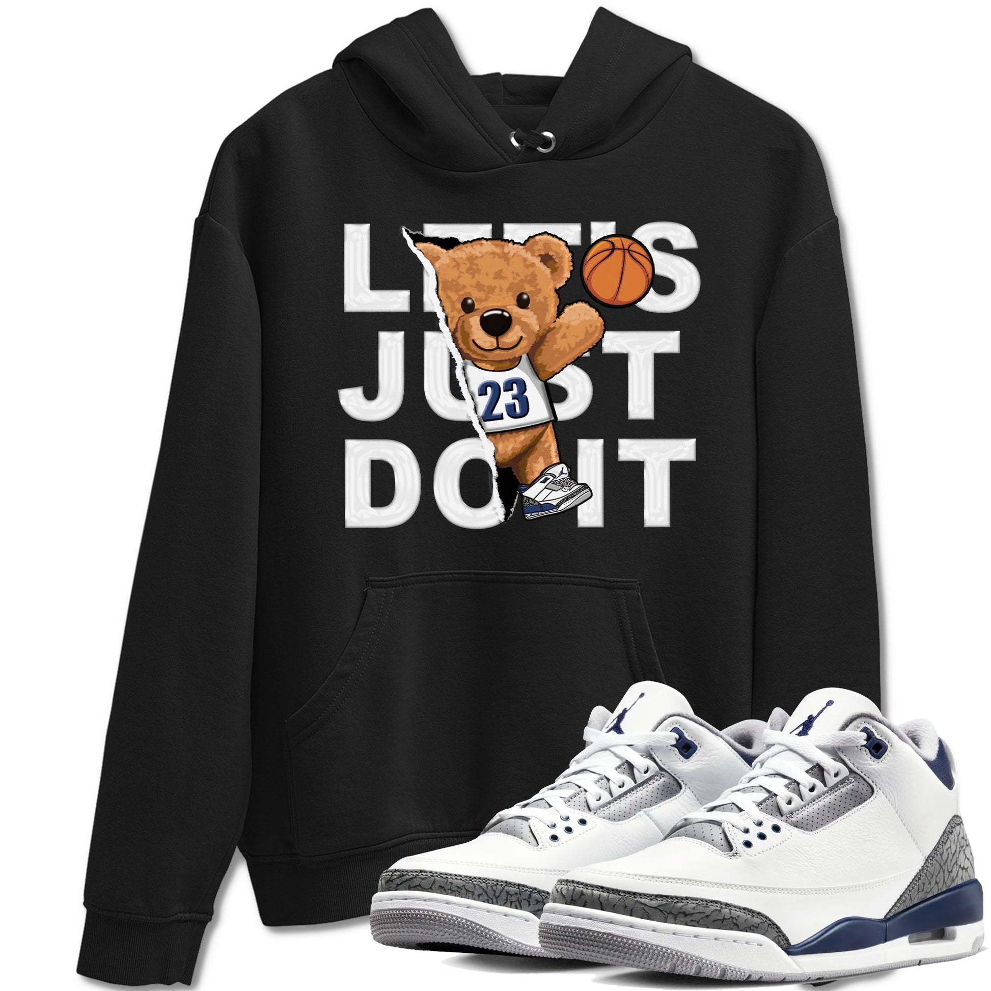 Air Jordan 3 Retro Midnight Navy shirt to match jordans Rip Out Bear sneaker shirt 3s Midnight Navy SNRT sneaker tees unisex crew neck cotton Black 1 crew neck shirt