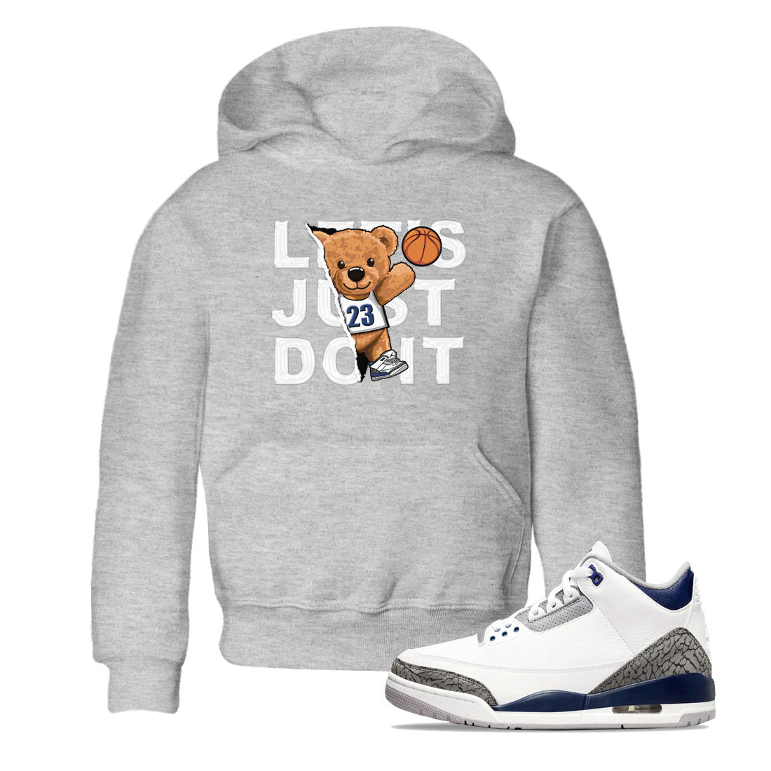 Air Jordan 3 Retro Midnight Navy shirt to match jordans Rip Out Bear sneaker shirt 3s Midnight Navy SNRT sneaker tees baby toddler Heather Grey 1 cotton Shirt