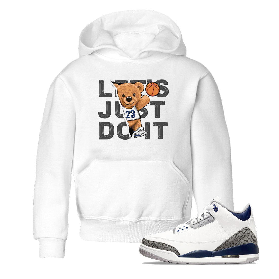 Air Jordan 3 Retro Midnight Navy shirt to match jordans Rip Out Bear sneaker shirt 3s Midnight Navy SNRT sneaker tees baby toddler White 1 cotton Shirt