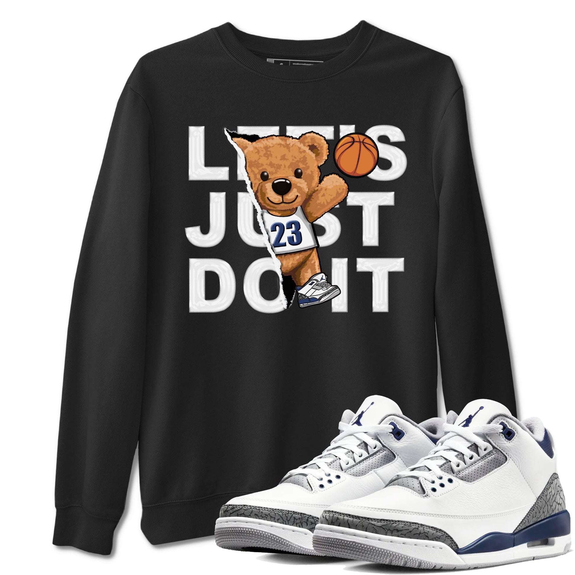 Air Jordan 3 Retro Midnight Navy shirt to match jordans Rip Out Bear sneaker shirt 3s Midnight Navy SNRT sneaker tees unisex crew neck cotton Black 1 crew neck shirt