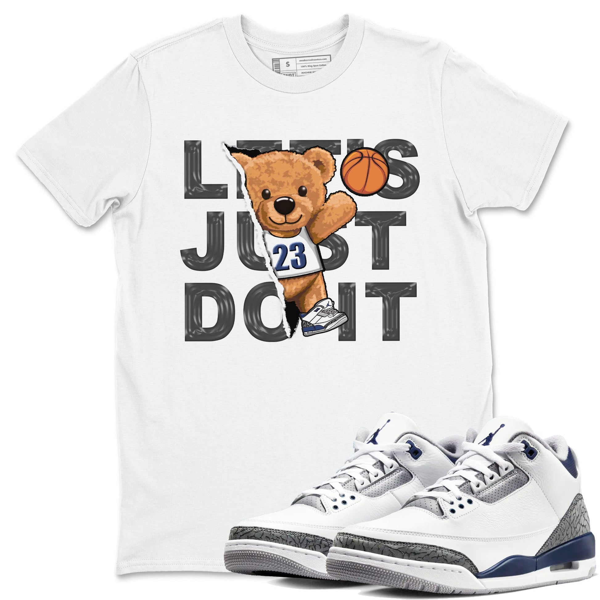 Air Jordan 3 Retro Midnight Navy shirt to match jordans Rip Out Bear sneaker shirt 3s Midnight Navy SNRT sneaker tees unisex crew neck cotton White 1 crew neck shirt
