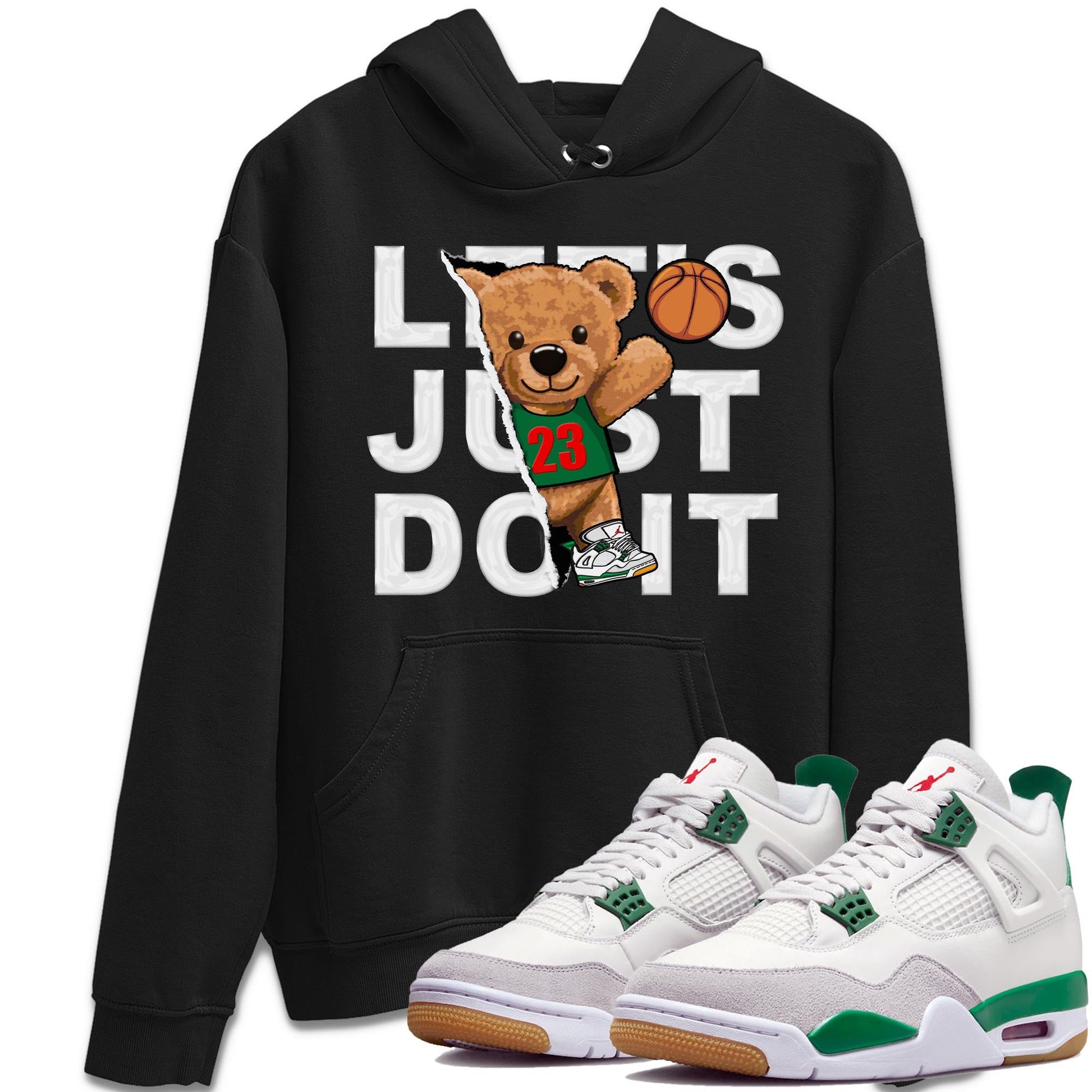 Air Jordan 4 Pine Green Sneaker Match Tees Rip Out Bear Sneaker Tees AJ 4s Pine Green Sneaker Release Tees Unisex Shirts Black 1