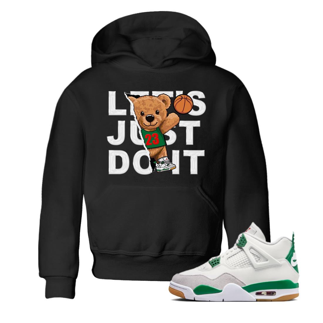 Jordan 4 Pine Green SB Sneaker Match Tees Rip Out Bear Sneaker Tees 4s Pine Green Nike SB Sneaker Tees Sneaker Release Shirts Kids Shirts Black 1