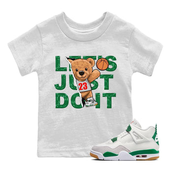 Air Jordan 4 Pine Green Sneaker Match Tees Rip Out Bear Sneaker Tees AJ 4s Pine Green Sneaker Release Tees Kids Shirts White 1