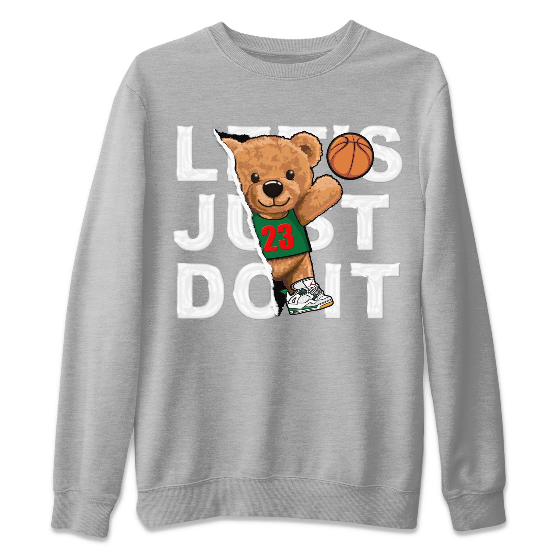 Air Jordan 4 Pine Green Sneaker Match Tees Rip Out Bear Sneaker Tees AJ 4s Pine Green Sneaker Release Tees Unisex Shirts Heather Grey 2