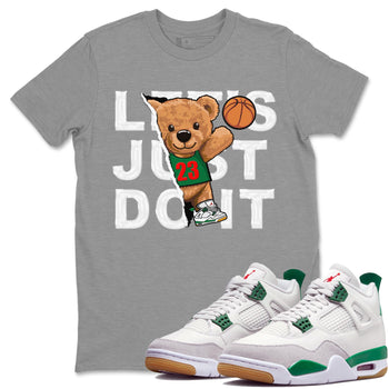 Air Jordan 4 Pine Green Sneaker Match Tees Rip Out Bear Sneaker Tees AJ 4s Pine Green Sneaker Release Tees Unisex Shirts Heather Grey 1
