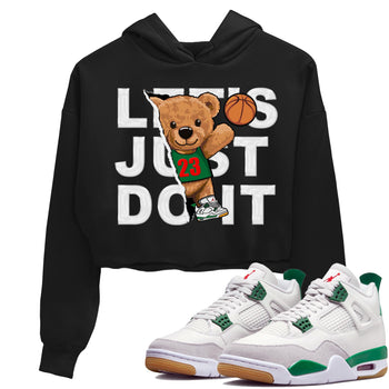 Air Jordan 4 Pine Green Sneaker Match Tees Rip Out Bear Sneaker Tees AJ 4s Pine Green Sneaker Release Tees Women's Shirts Black 1