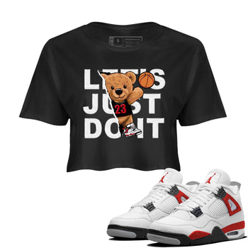 4s Red Cement shirt to match jordans Rip Out Bear sneaker tees Air Jordan 4 Red Cement SNRT Sneaker Release Tees Black 1 Crop T-Shirt