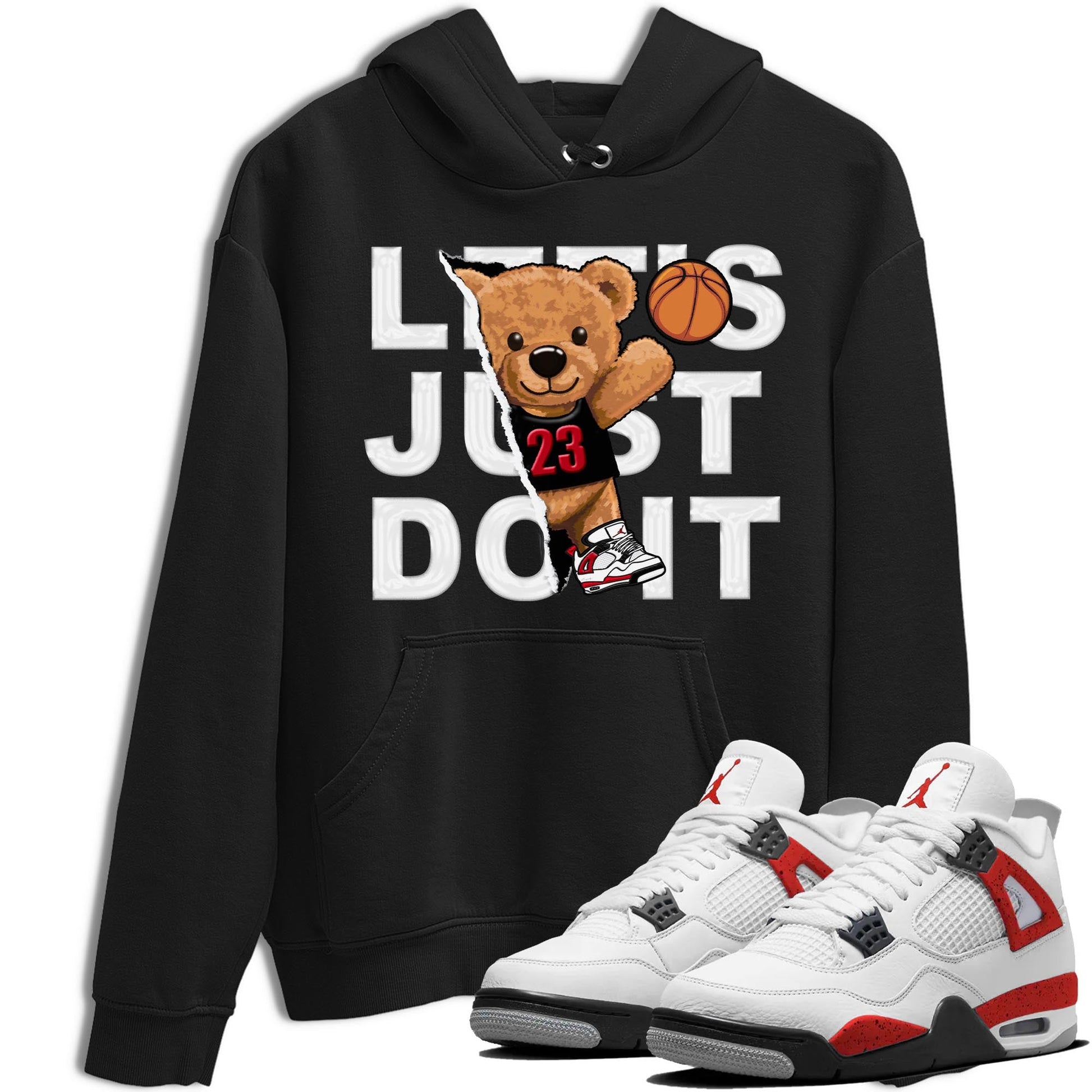 4s Red Cement shirt to match jordans Rip Out Bear sneaker tees Air Jordan 4 Red Cement SNRT Sneaker Release Tees Crew Neck Casual Unisex Black 1 T-Shirt