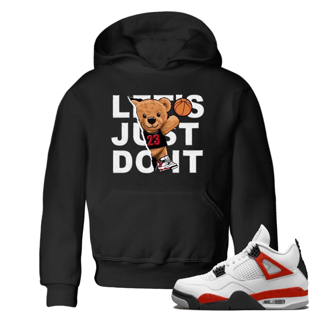 4s Red Cement shirt to match jordans Rip Out Bear sneaker tees Air Jordan 4 Red Cement SNRT Sneaker Release Tees Baby Toddler Black 1 T-Shirt