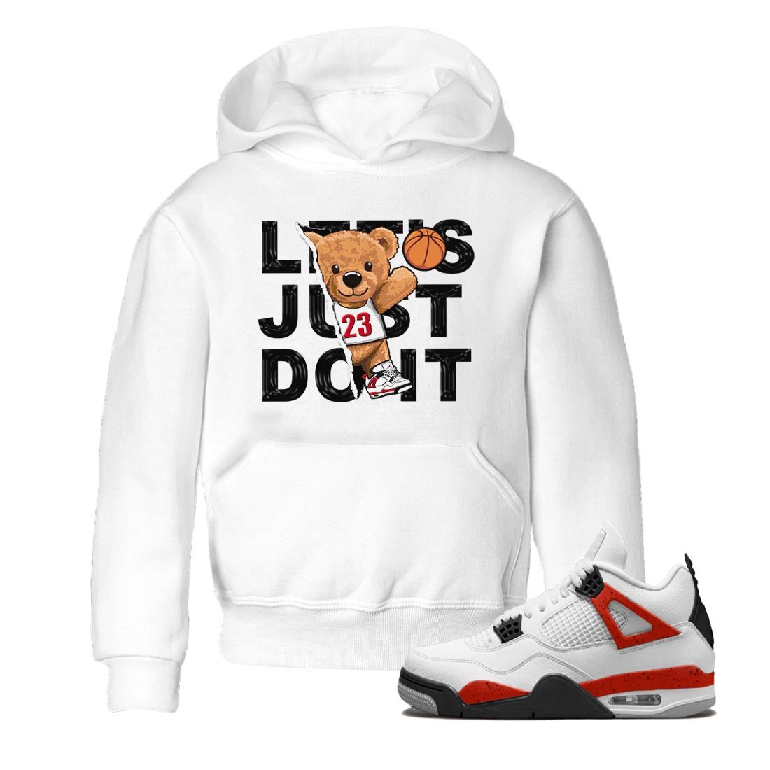 4s Red Cement shirt to match jordans Rip Out Bear sneaker tees Air Jordan 4 Red Cement SNRT Sneaker Release Tees Baby Toddler White 1 T-Shirt