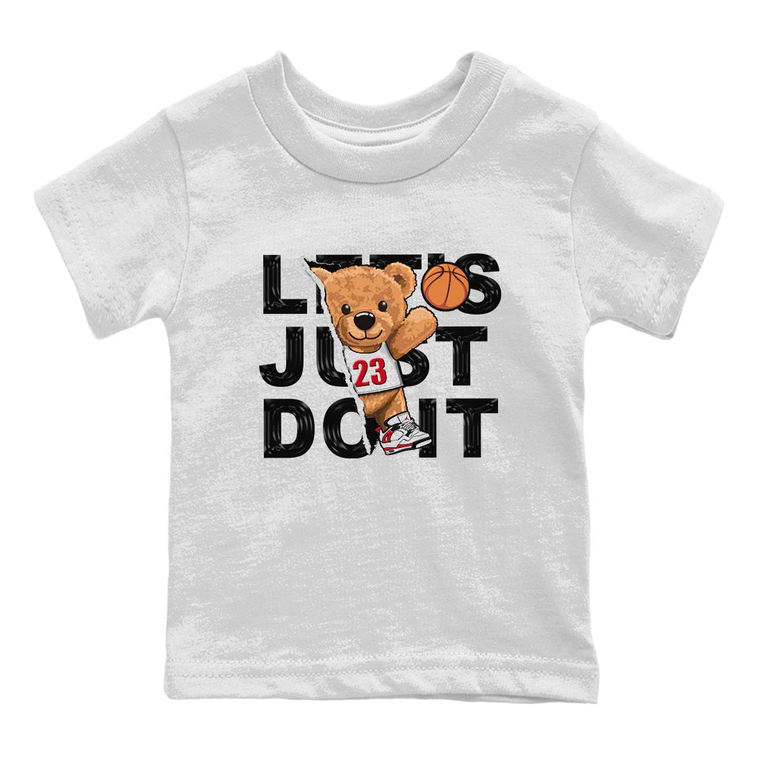 4s Red Cement shirt to match jordans Rip Out Bear sneaker tees Air Jordan 4 Red Cement SNRT Sneaker Release Tees Baby Toddler White 2 T-Shirt