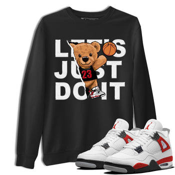 4s Red Cement shirt to match jordans Rip Out Bear sneaker tees Air Jordan 4 Red Cement SNRT Sneaker Release Tees Crew Neck Casual Unisex Black 1 T-Shirt