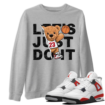 4s Red Cement shirt to match jordans Rip Out Bear sneaker tees Air Jordan 4 Red Cement SNRT Sneaker Release Tees Crew Neck Casual Unisex Heather Grey 1 T-Shirt