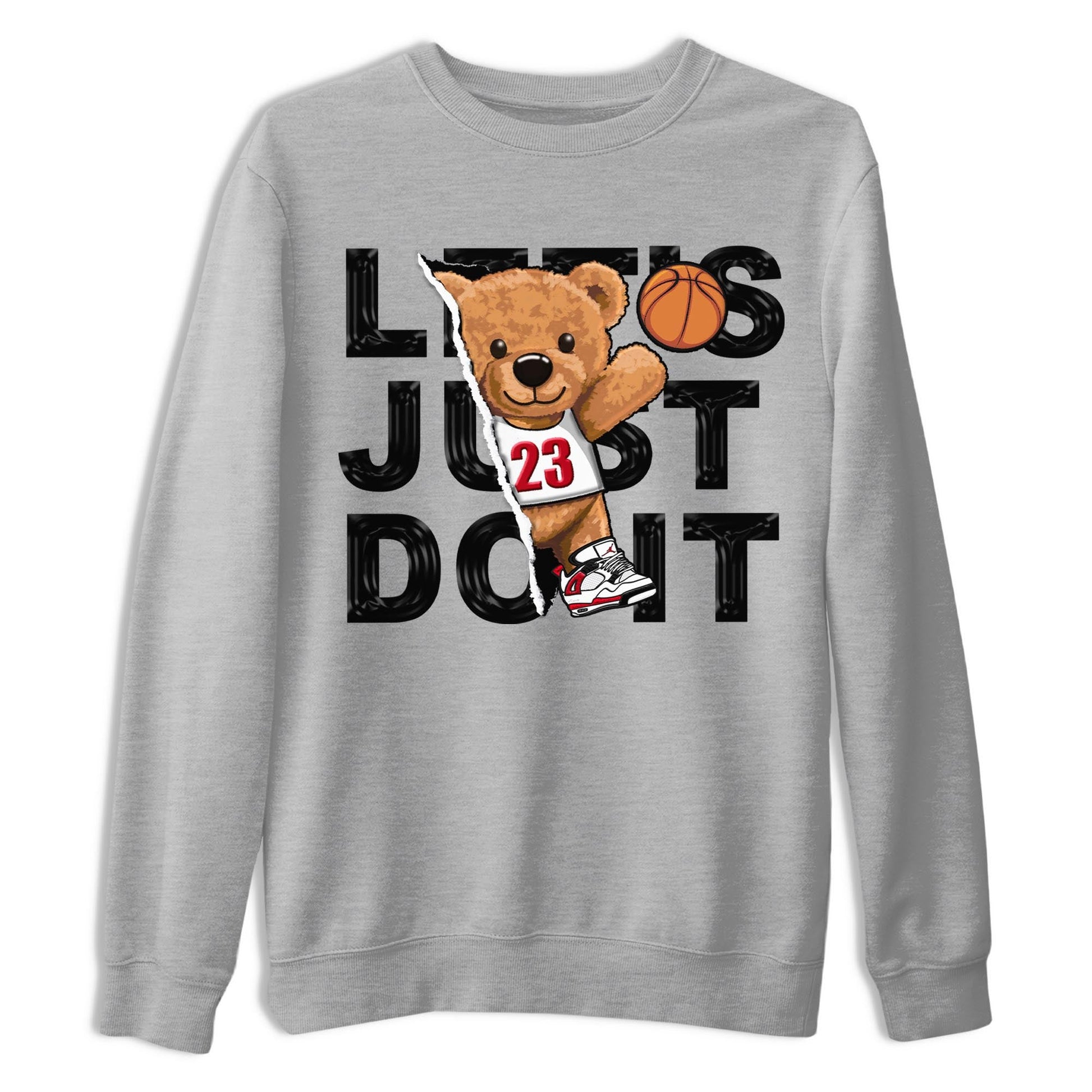 4s Red Cement shirt to match jordans Rip Out Bear sneaker tees Air Jordan 4 Red Cement SNRT Sneaker Release Tees Crew Neck Casual Unisex Heather Grey 2 T-Shirt