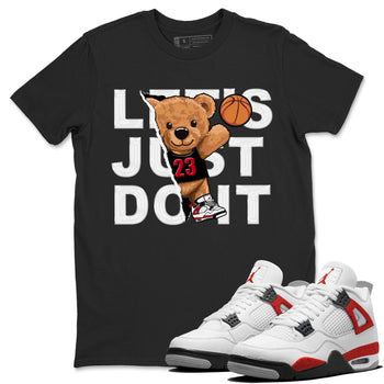 4s Red Cement shirt to match jordans Rip Out Bear sneaker tees Air Jordan 4 Red Cement SNRT Sneaker Release Tees Crew Neck Casual Unisex Black 1 T-Shirt
