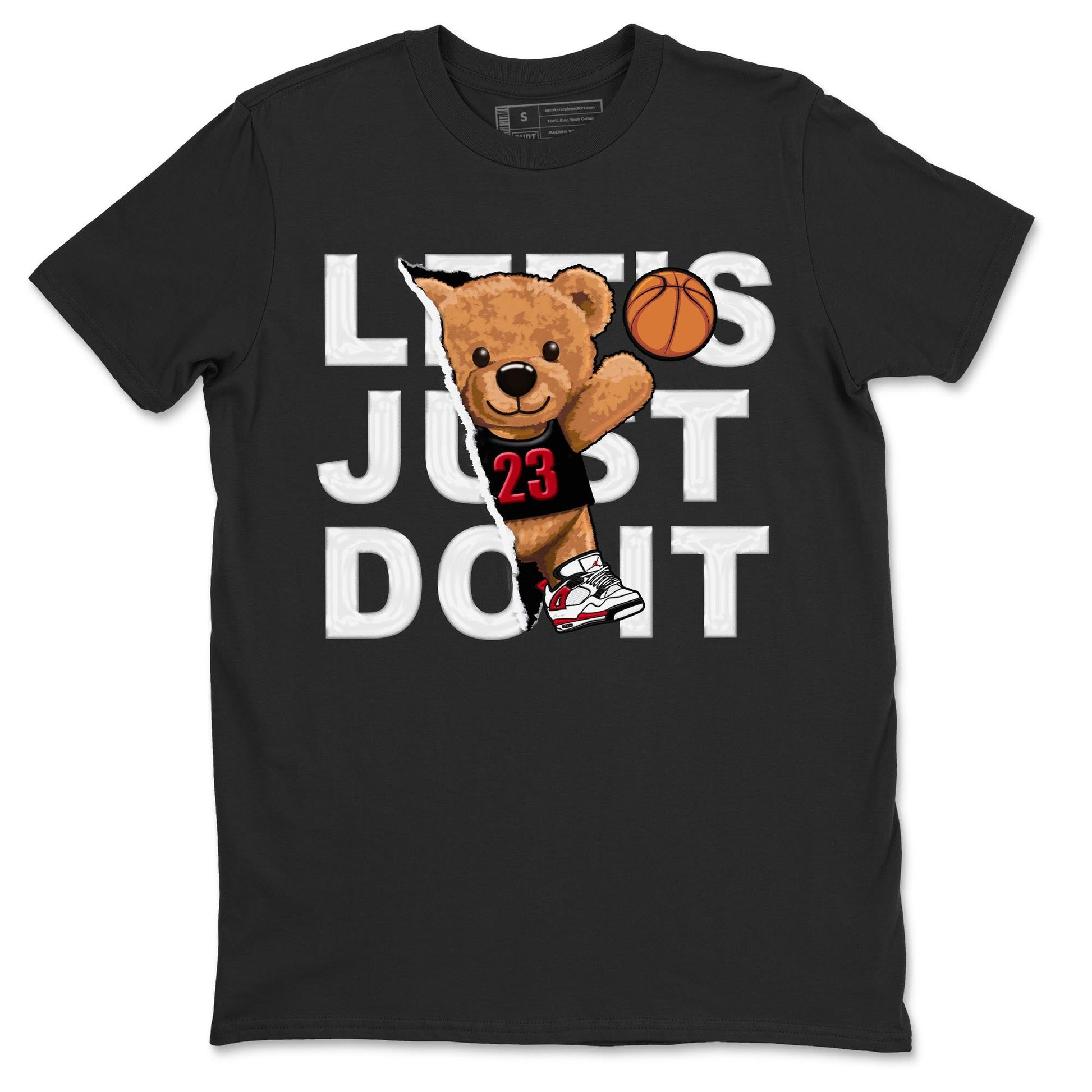 4s Red Cement shirt to match jordans Rip Out Bear sneaker tees Air Jordan 4 Red Cement SNRT Sneaker Release Tees Crew Neck Casual Unisex Black 2 T-Shirt