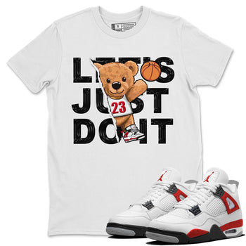 4s Red Cement shirt to match jordans Rip Out Bear sneaker tees Air Jordan 4 Red Cement SNRT Sneaker Release Tees Crew Neck Casual Unisex White 1 T-Shirt