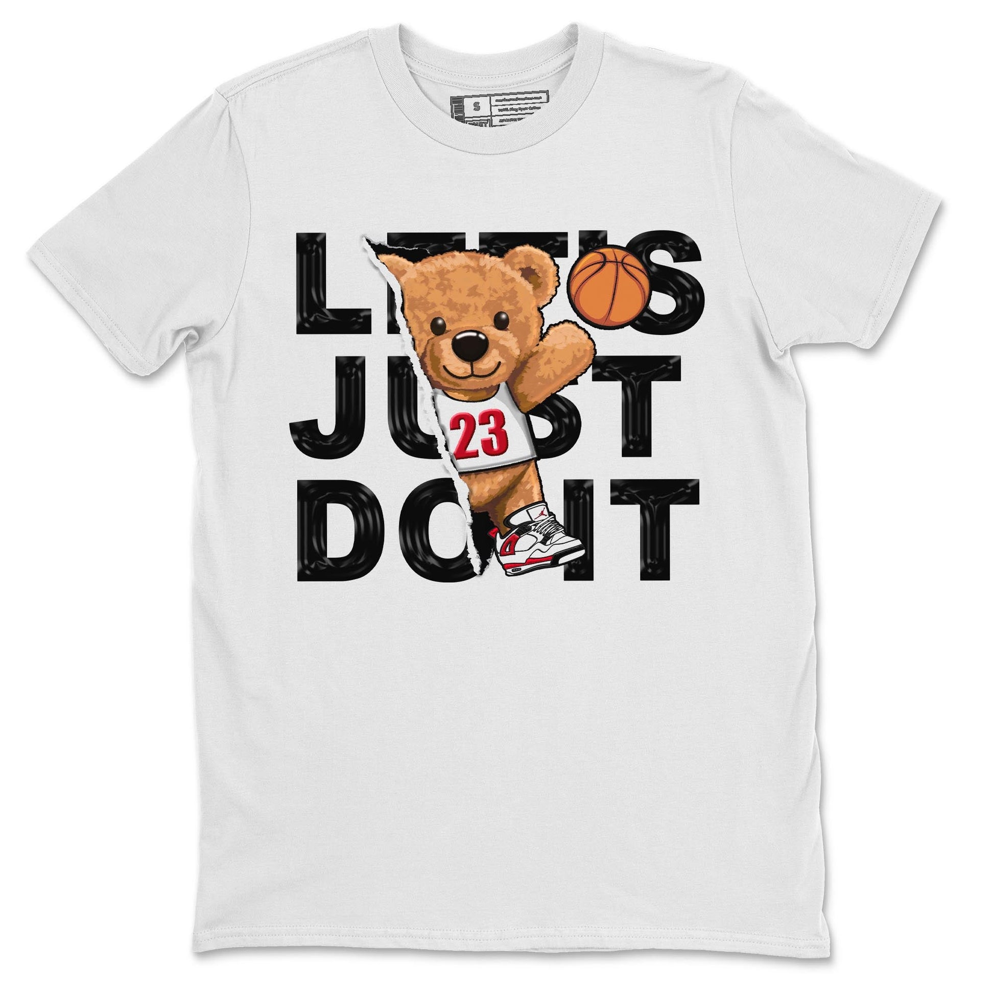 4s Red Cement shirt to match jordans Rip Out Bear sneaker tees Air Jordan 4 Red Cement SNRT Sneaker Release Tees Crew Neck Casual Unisex White 2 T-Shirt