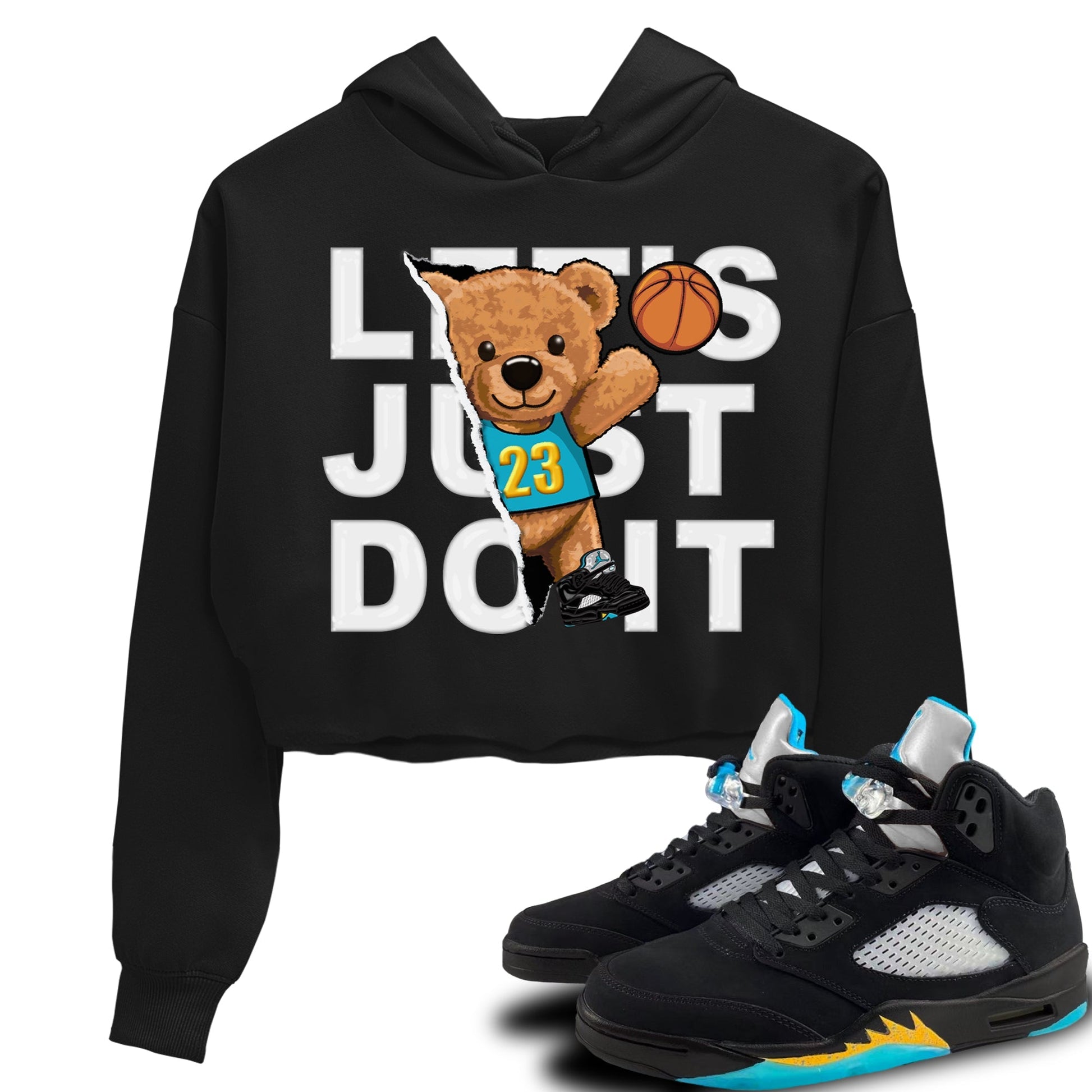 Jordan 5 Aqua Sneaker Match Tees Rip Out Bear Sneaker Tees Jordan 5 Aqua Sneaker Release Tees Women's Shirts
