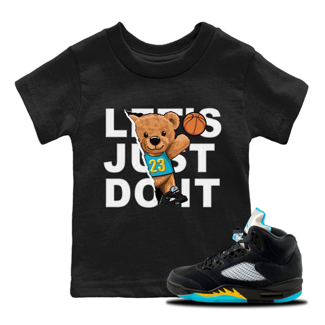 Jordan 5 Aqua Sneaker Match Tees Rip Out Bear Sneaker Tees Jordan 5 Aqua Sneaker Release Tees Kids Shirts