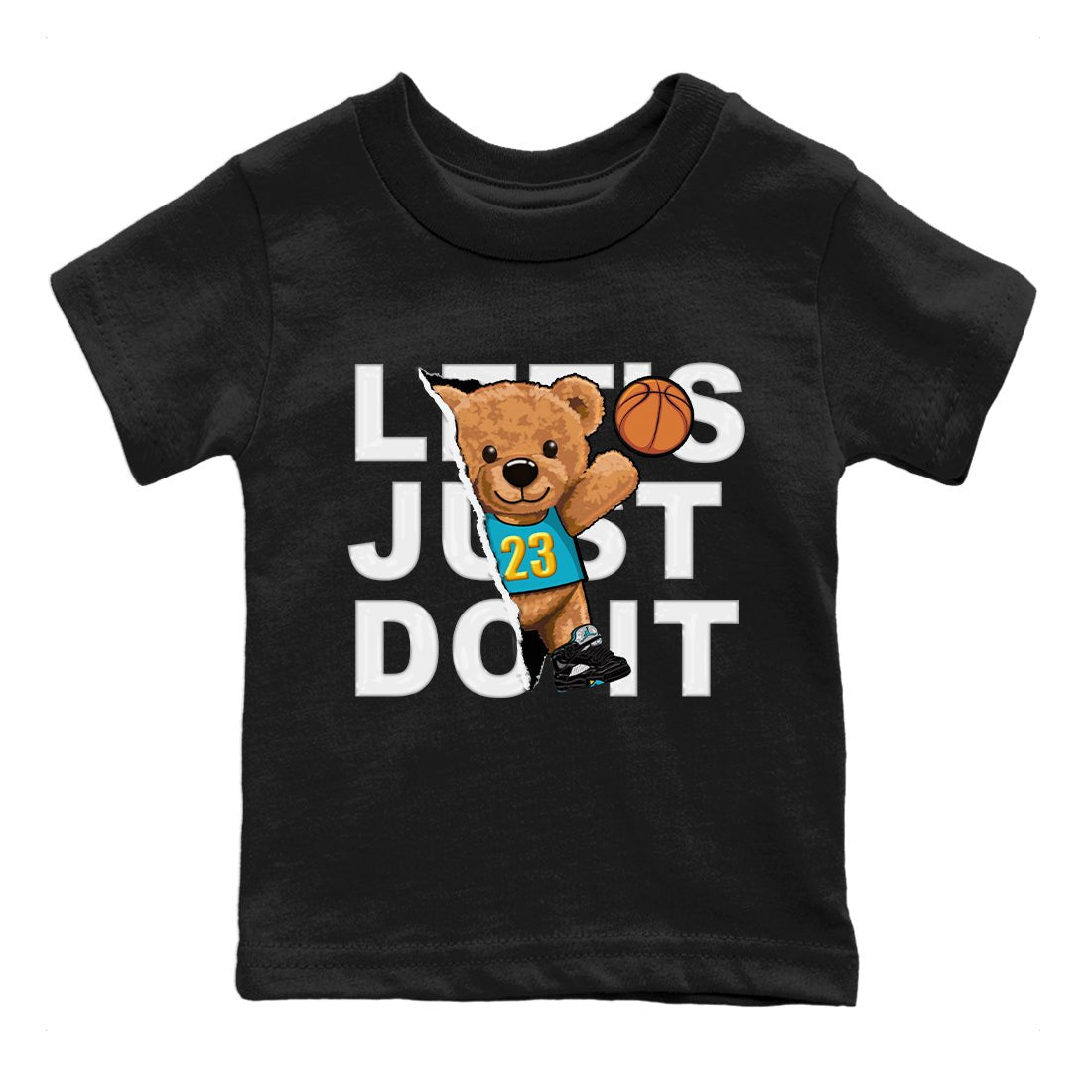 Jordan 5 Aqua Sneaker Match Tees Rip Out Bear Sneaker Tees Jordan 5 Aqua Sneaker Release Tees Kids Shirts
