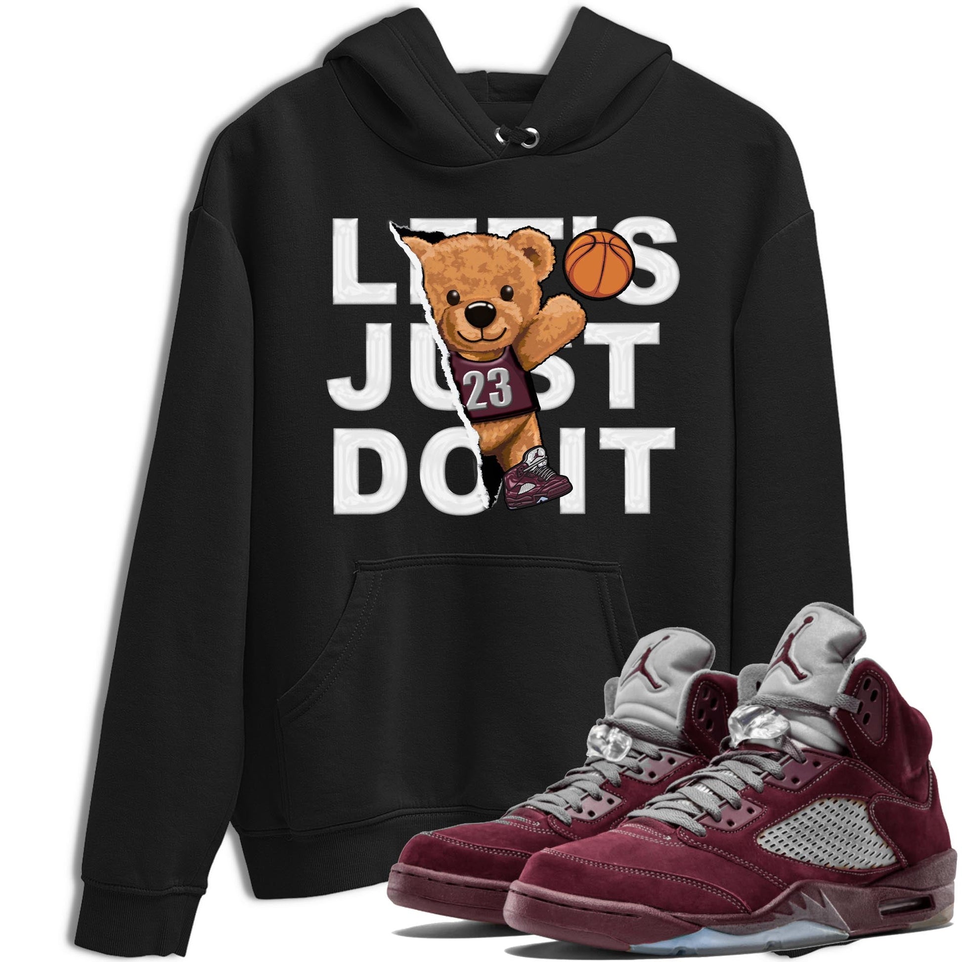 Jordan 5 Burgundy shirt to match jordans Rip Out Bear sneaker tees Crew Neck AJ5 Burgundy SNRT Sneaker Release Tees Unisex Casual Shirts Black 1 T-Shirt