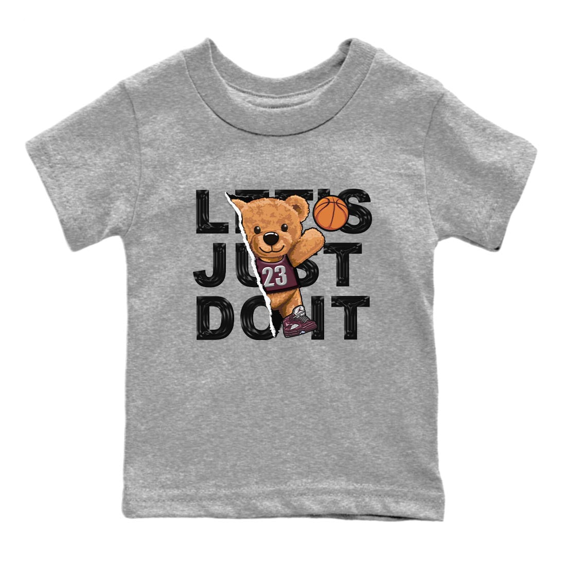 Jordan 5 Burgundy shirt to match jordans Rip Out Bear sneaker tees Crew Neck AJ5 Burgundy SNRT Sneaker Release Tees Baby Toddler Heather Grey 2 T-Shirt